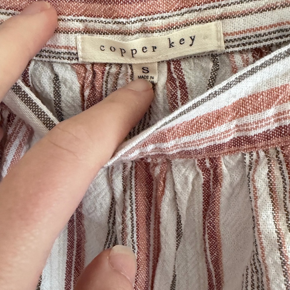 Copper Key Red and White Striped Blouse - Picture 3 of 4